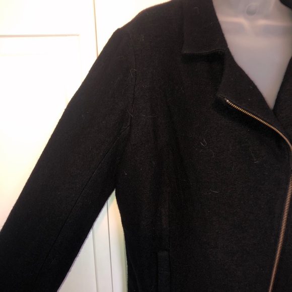 Magnolia Grace Wool Jacket Black Coat Motto Zipper Winter - Picture 4 of 11